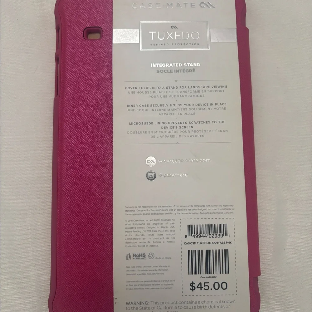 Case-Mate Tuxedo Pink Cover for Samsung Galaxy Tab E